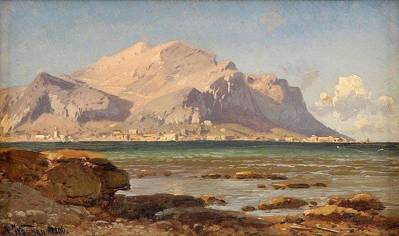 Adalbert Waagen Bucht von Palermo mit Blick auf Monte Pellegrino oil painting image